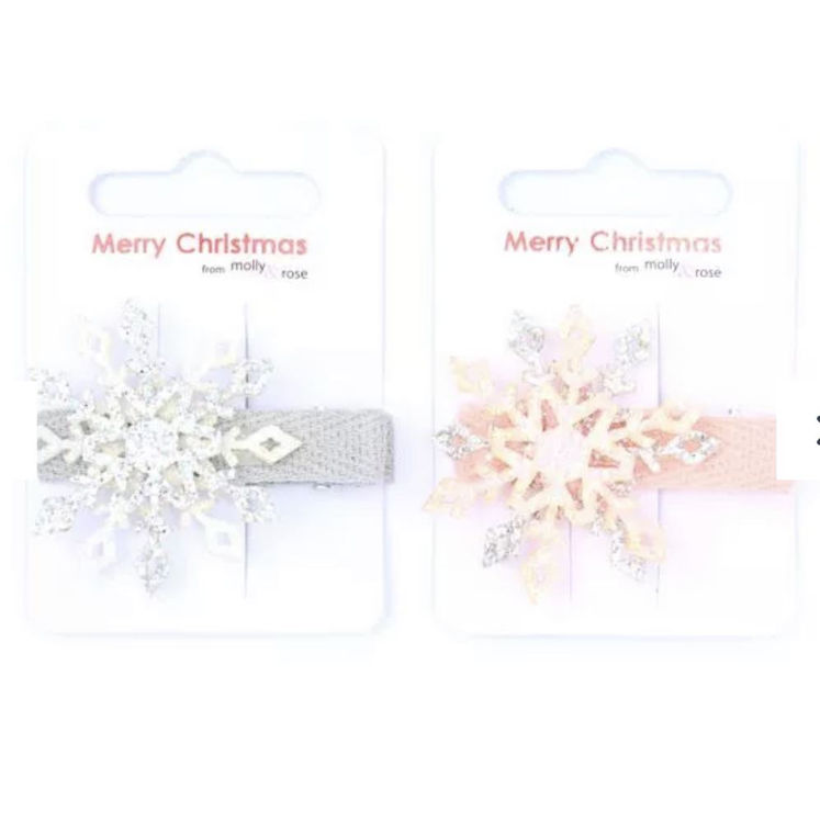 Picture of 8545 / 5458 SPARKLE SNOWFLAKE HAIR CLIPS 4.5CM